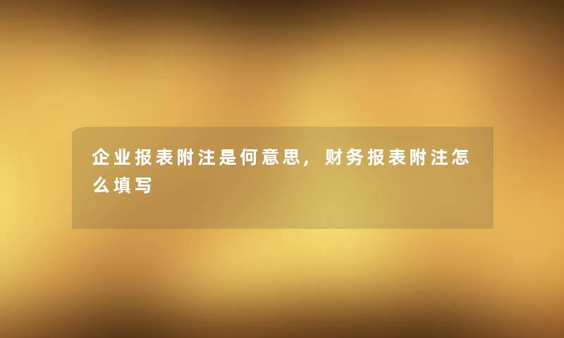 企业报表附注是何意思,报表附注怎么填写