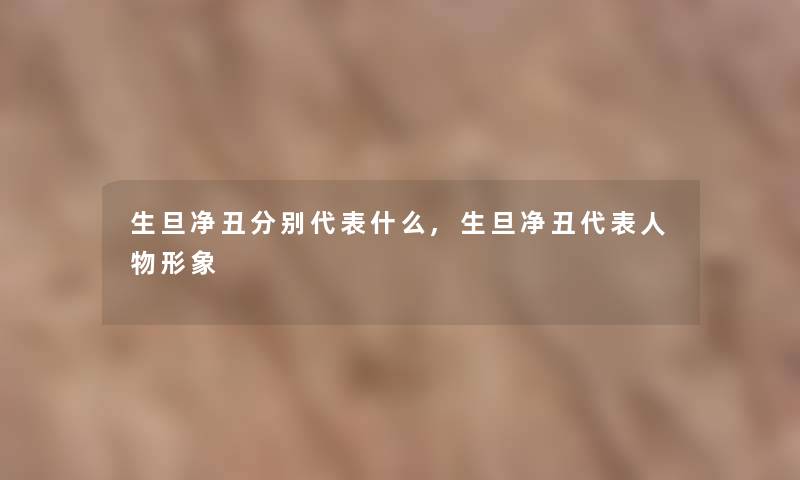 生旦净丑分别代表什么,生旦净丑代表人物形象