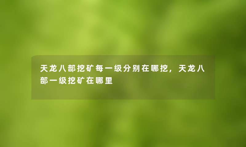 天龙八部挖矿每一级分别在哪挖,天龙八部一级挖矿在哪里 天龙八部挖矿每一级分别在哪挖,天龙八部一级挖矿在哪里