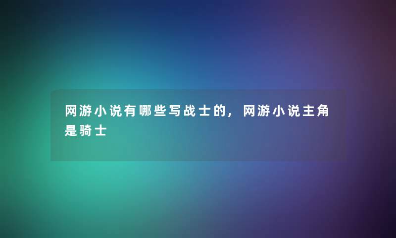 网游小说有哪些写战士的,网游小说主角是骑士