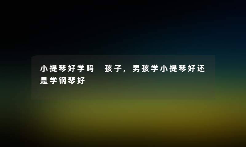 小提琴好学吗 孩子,男孩学小提琴好还是学钢琴好