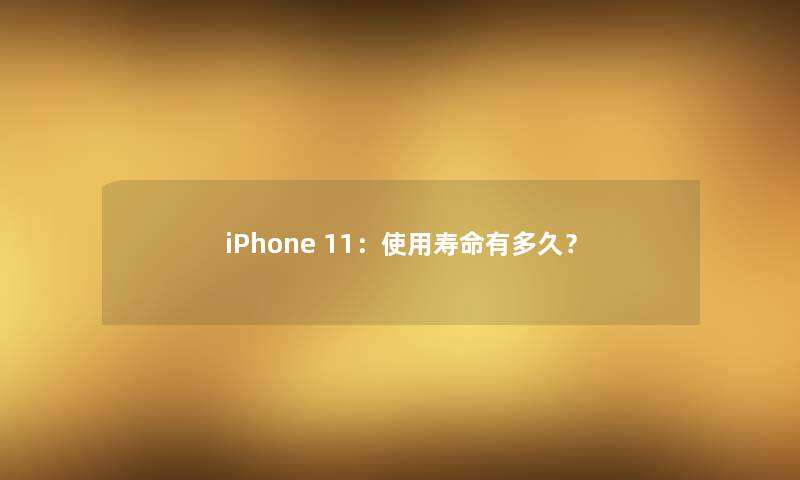 iPhone 11：使用寿命有多久？