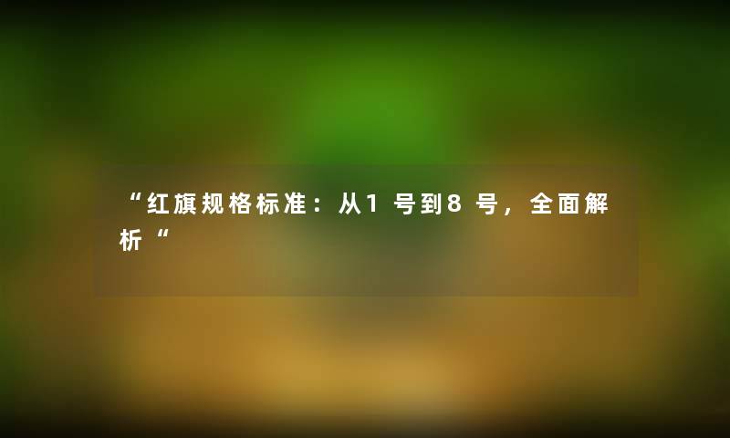 红旗规格标准：从1号到8号，全面解析