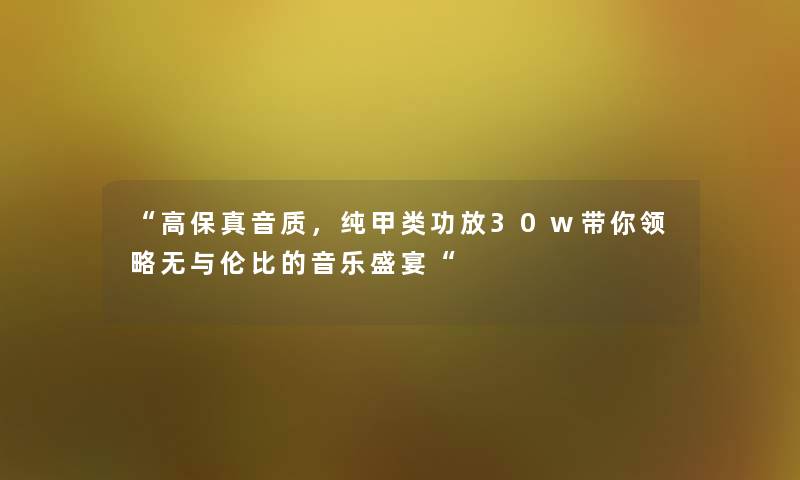 高保真音质，纯甲类功放30w带你领略无与伦比的音乐盛宴