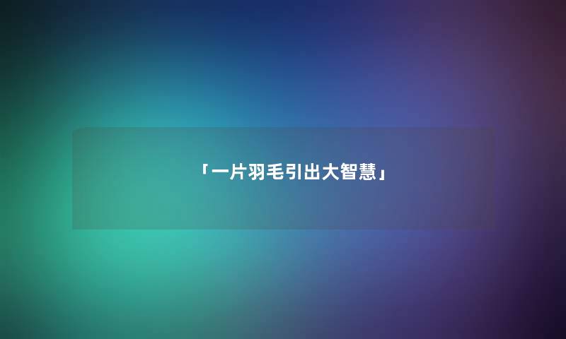 「一片羽毛引出大智慧」