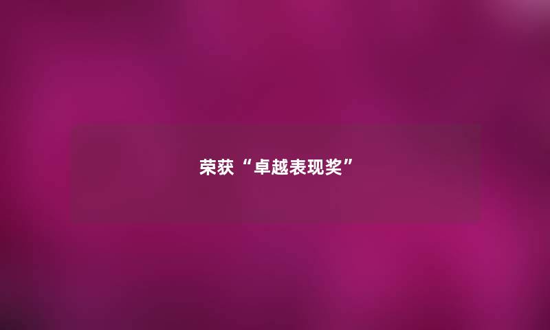 荣获卓越表现奖