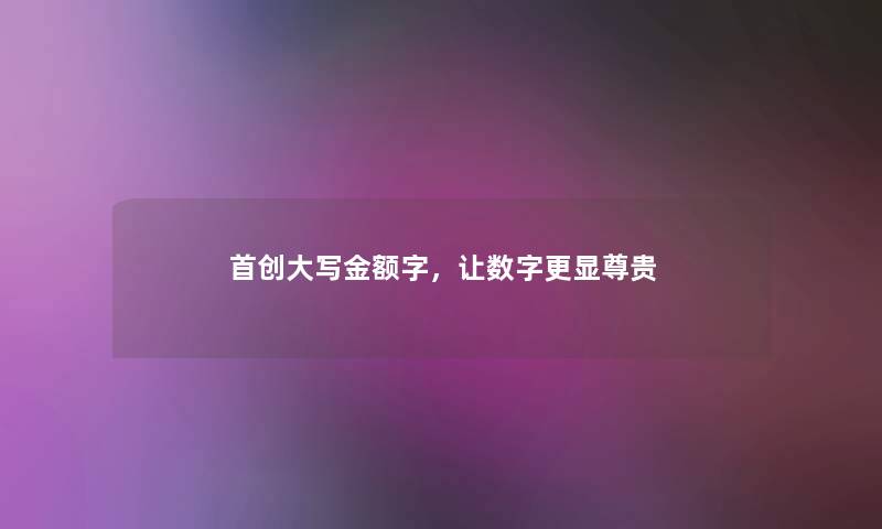 首创大写金额字，让数字更显尊贵