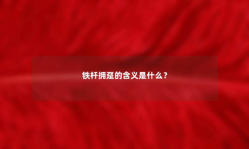 铁杆拥趸的含义是什么? 铁杆拥趸的含义是什么?