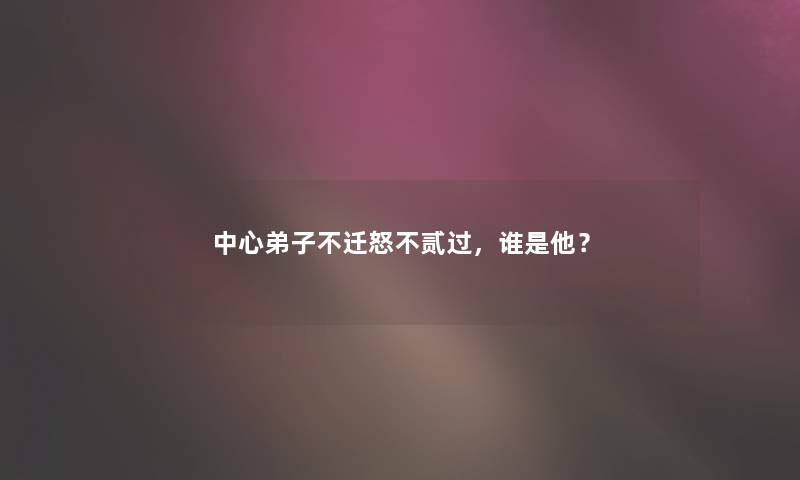 中心弟子不迁怒不贰过，谁是他？