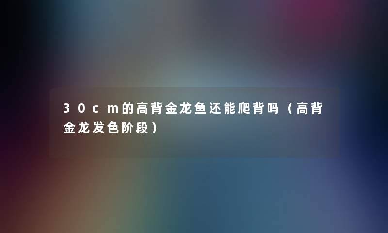 30cm的高背金龙鱼还能爬背吗（高背金龙发色阶段）