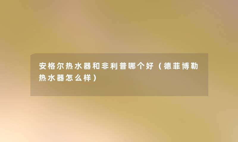 安格尔热水器和非利普哪个好（德菲博勒热水器怎么样）