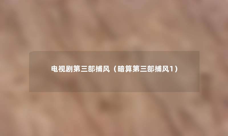 电视剧第三部捕风(暗算第三部捕风1) 电视剧第三部捕风(暗算第三部捕风1)
