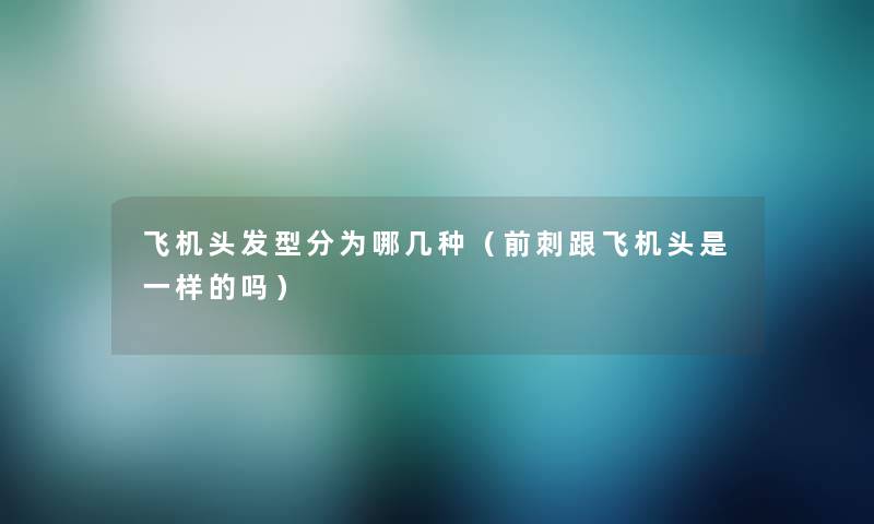飞机头发型分为哪几种(前刺跟飞机头是一样的吗) 飞机头发型分为哪几种(前刺跟飞机头是一样的吗)