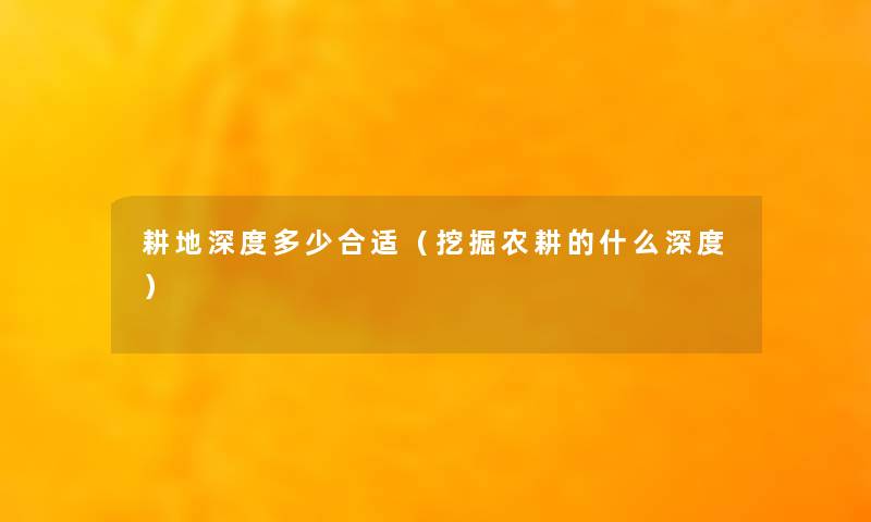 耕地深度多少合适（挖掘农耕的什么深度）