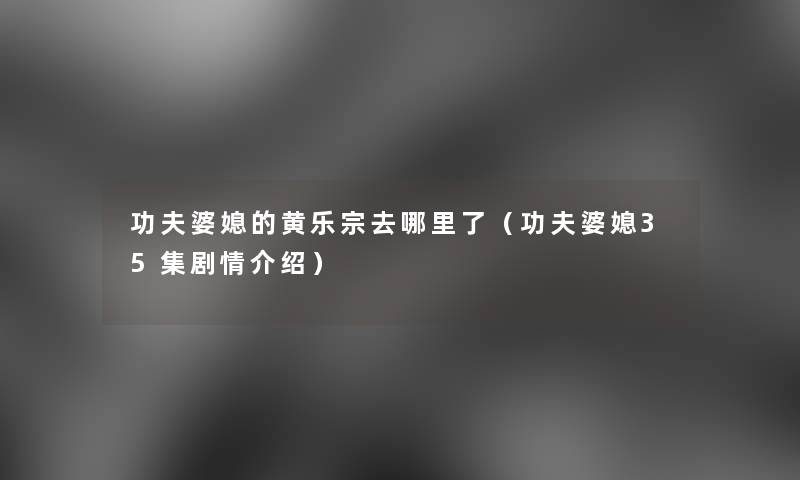 功夫婆媳的黄乐宗去哪里了(功夫婆媳35集剧情介绍) 功夫婆媳的黄乐宗去哪里了(功夫婆媳35集剧情介绍)