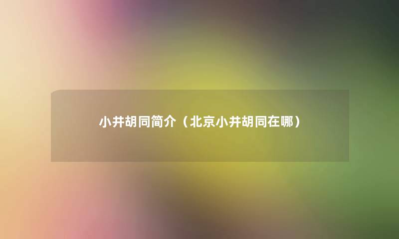小井胡同简介(北京小井胡同在哪) 小井胡同简介(北京小井胡同在哪)