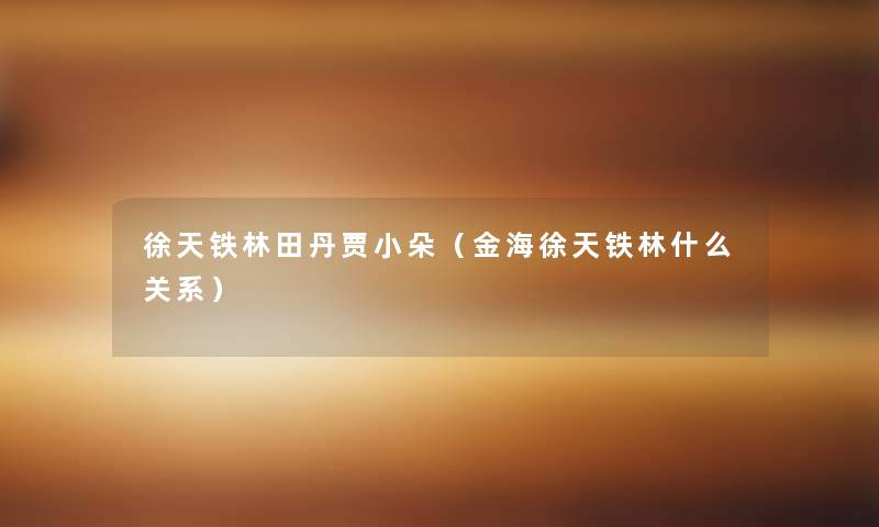 徐天铁林田丹贾小朵(金海徐天铁林什么关系) 徐天铁林田丹贾小朵(金海徐天铁林什么关系)