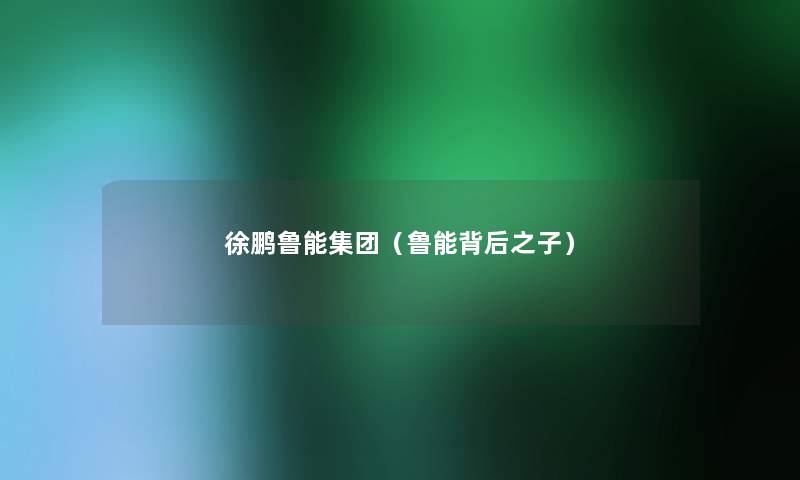 徐鹏鲁能集团（鲁能背后之子）