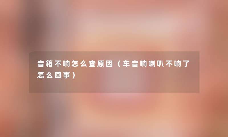 音箱不响怎么查原因(车音响喇叭不响了怎么回事) 音箱不响怎么查原因(车音响喇叭不响了怎么回事)