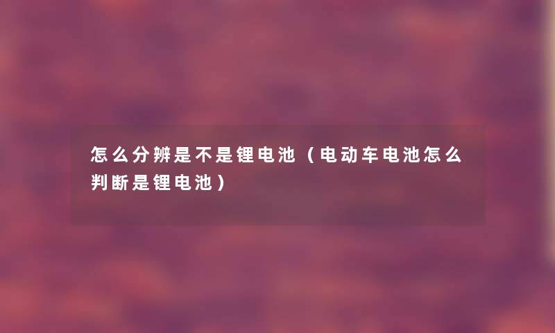 怎么分辨是不是锂电池(电动车电池怎么判断是锂电池) 怎么分辨是不是锂电池(电动车电池怎么判断是锂电池)