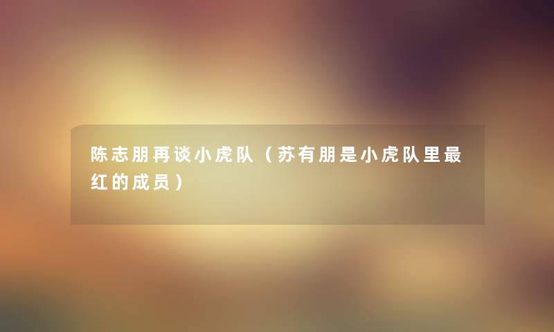 陈志朋再谈小虎队（苏有朋是小虎队里红的成员）
