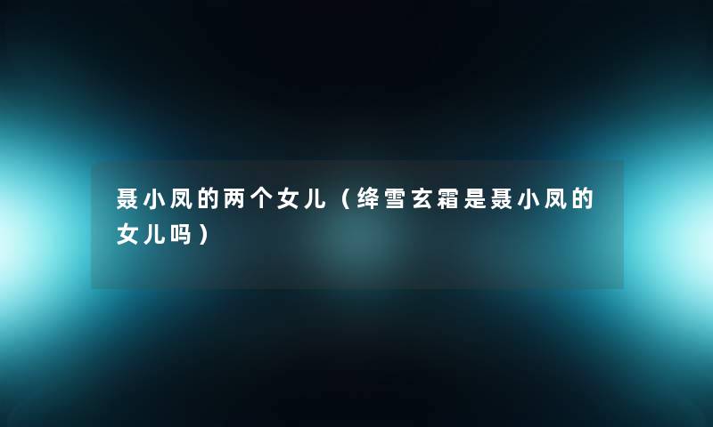 聂小凤的两个女儿（绛雪玄霜是聂小凤的女儿吗）