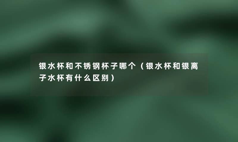 银水杯和不锈钢杯子哪个（银水杯和银离子水杯有什么区别）