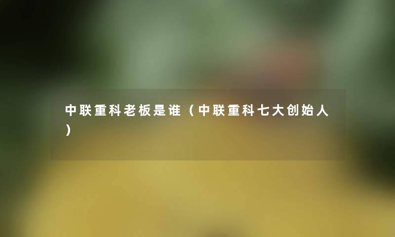 中联重科老板是谁(中联重科七大创始人) 中联重科老板是谁(中联重科七大创始人)