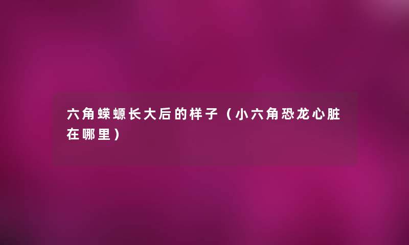六角蝾螈长大后的样子(小六角恐龙心脏在哪里) 六角蝾螈长大后的样子(小六角恐龙心脏在哪里)
