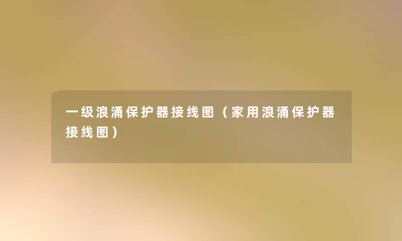 一级浪涌保护器接线图(家用浪涌保护器接线图) 一级浪涌保护器接线图(家用浪涌保护器接线图)
