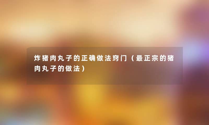 炸猪肉丸子的正确做法窍门(正宗的猪肉丸子的做法) 炸猪肉丸子的正确做法窍门(正宗的猪肉丸子的做法)
