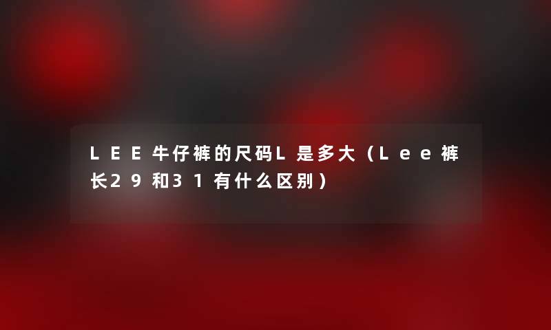 LEE牛仔裤的尺码L是多大（Lee裤长29和31有什么区别）