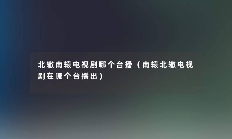 北辙南辕电视剧哪个台播（南辕北辙电视剧在哪个台播出）