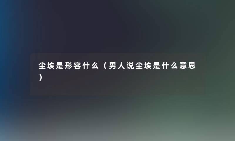 尘埃是形容什么(男人说尘埃是什么意思) 尘埃是形容什么(男人说尘埃是什么意思)