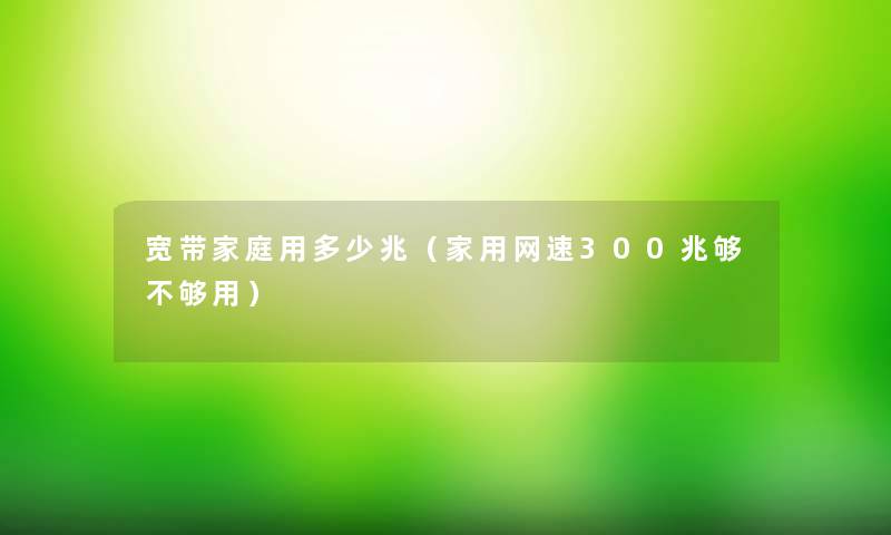 宽带家庭用多少兆（家用网速300兆够不够用）