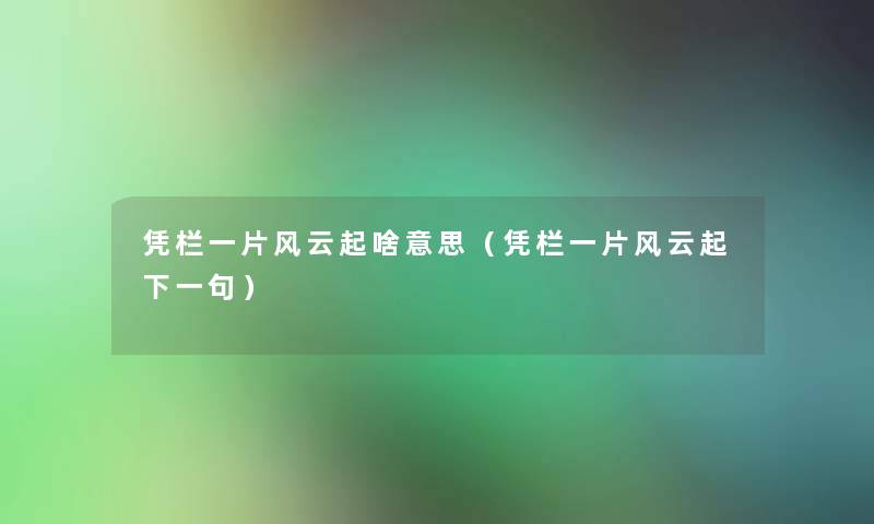 凭栏一片风云起啥意思（凭栏一片风云起下一句）