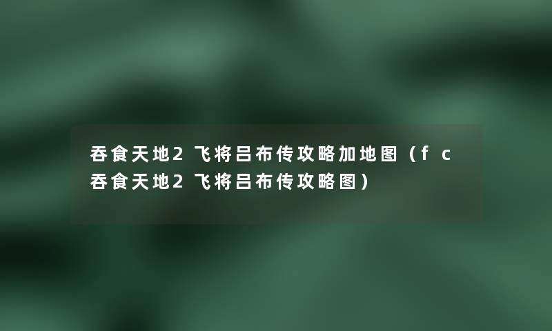 吞食天地2飞将吕布传攻略加地图（fc吞食天地2飞将吕布传攻略图）
