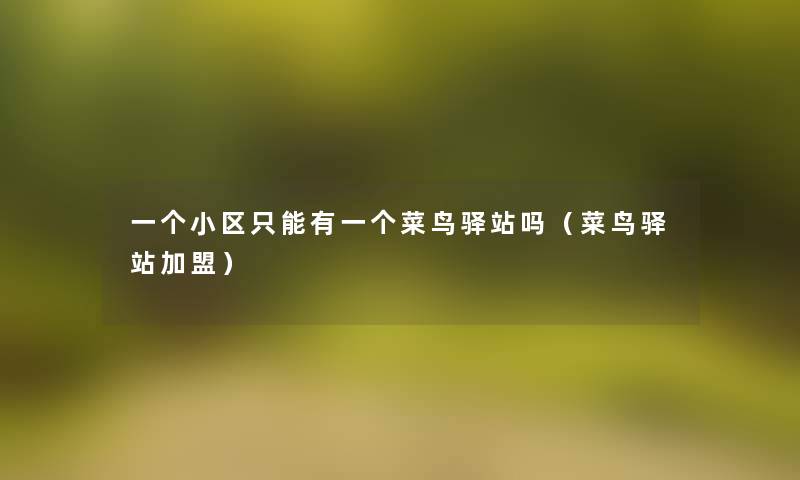 一个小区只能有一个菜鸟驿站吗（菜鸟驿站加盟）