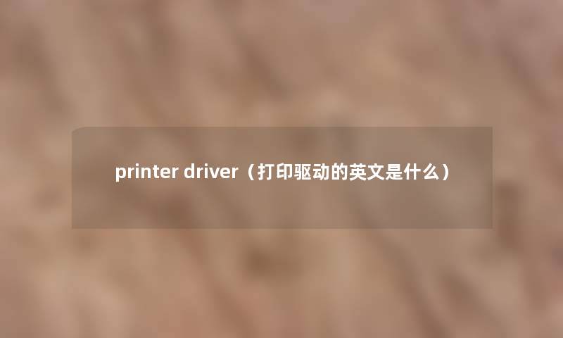 printer driver（打印驱动的英文是什么）