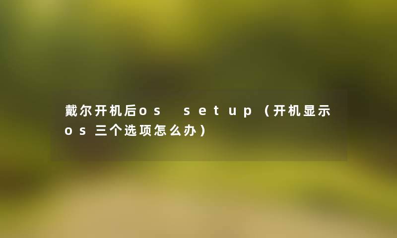 戴尔开机后os setup(开机显示os三个选项怎么办) 戴尔开机后os setup(开机显示os三个选项怎么办)