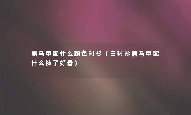 黑马甲配什么颜色衬衫(白衬衫黑马甲配什么裤子好看) 黑马甲配什么颜色衬衫(白衬衫黑马甲配什么裤子好看)