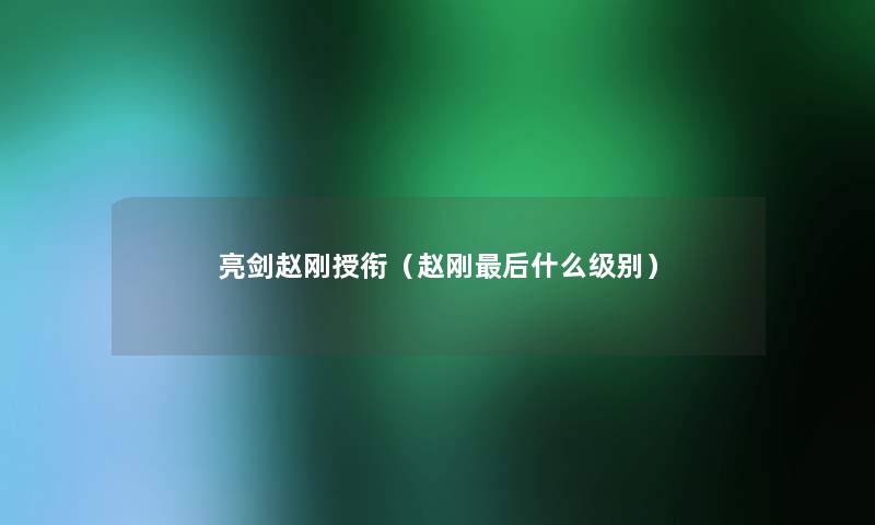 亮剑赵刚授衔(赵刚这里要说什么级别) 亮剑赵刚授衔(赵刚这里要说什么级别)