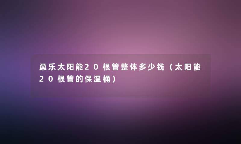 桑乐太阳能20根管整体多少钱（太阳能20根管的保温桶）