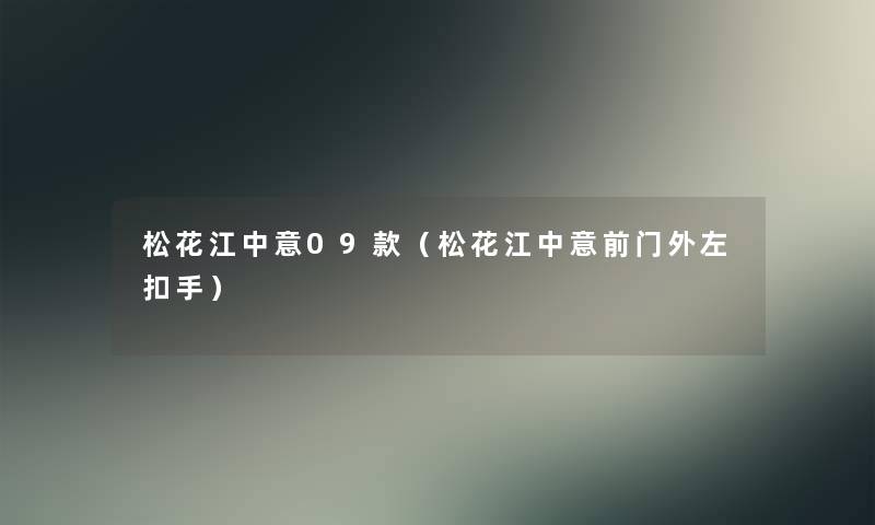 松花江中意09款（松花江中意前门外左扣手）