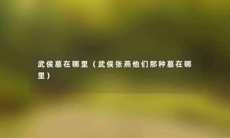 武侯墓在哪里(武侯张燕他们那种墓在哪里) 武侯墓在哪里(武侯张燕他们那种墓在哪里)
