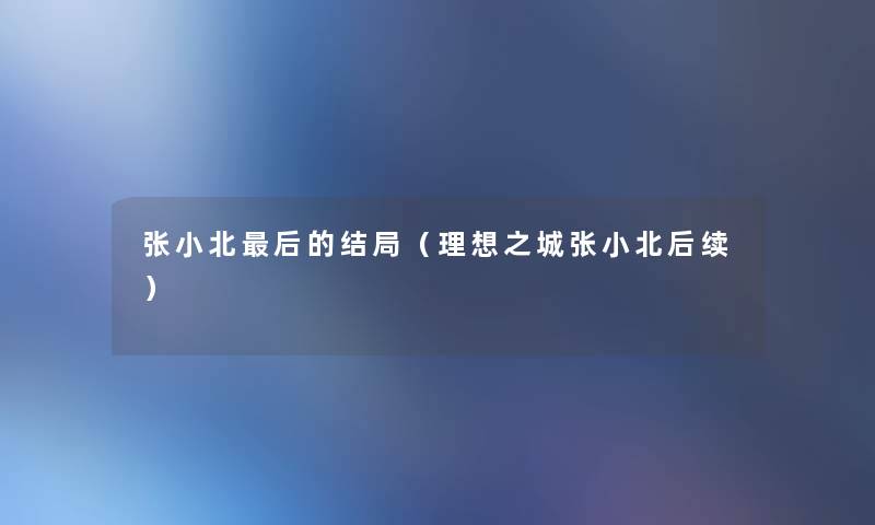 张小北这里要说的结局(理想之城张小北后续) 张小北这里要说的结局(理想之城张小北后续)