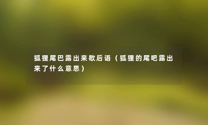 狐狸尾巴露出来歇后语(狐狸的尾吧露出来了什么意思) 狐狸尾巴露出来歇后语(狐狸的尾吧露出来了什么意思)