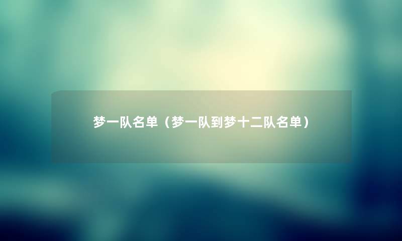 梦一队名单（梦一队到梦十二队名单）