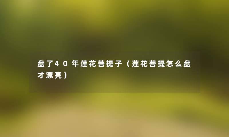 盘了40年莲花菩提子（莲花菩提怎么盘才漂亮）