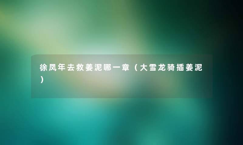 徐凤年去救姜泥哪一章(大雪龙骑插姜泥) 徐凤年去救姜泥哪一章(大雪龙骑插姜泥)